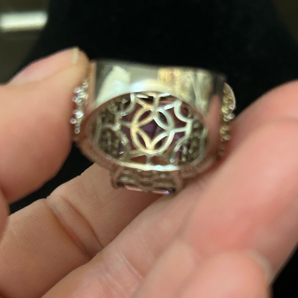 Gorgeous Ametrine Amethyst Citrine 925 Sterling Silver Statement Ring Size 6 - Picture 5 of 7